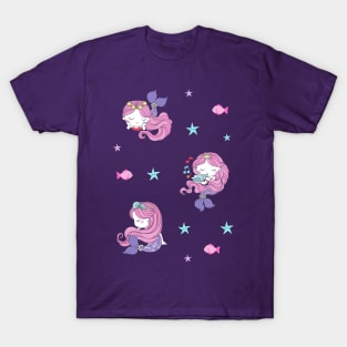 Cute Cartoon Mermaid Drawing T-Shirt